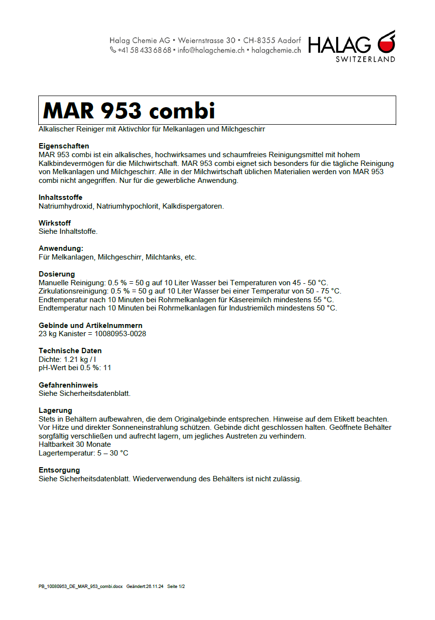 MAR 953 alkalisch 70 kg