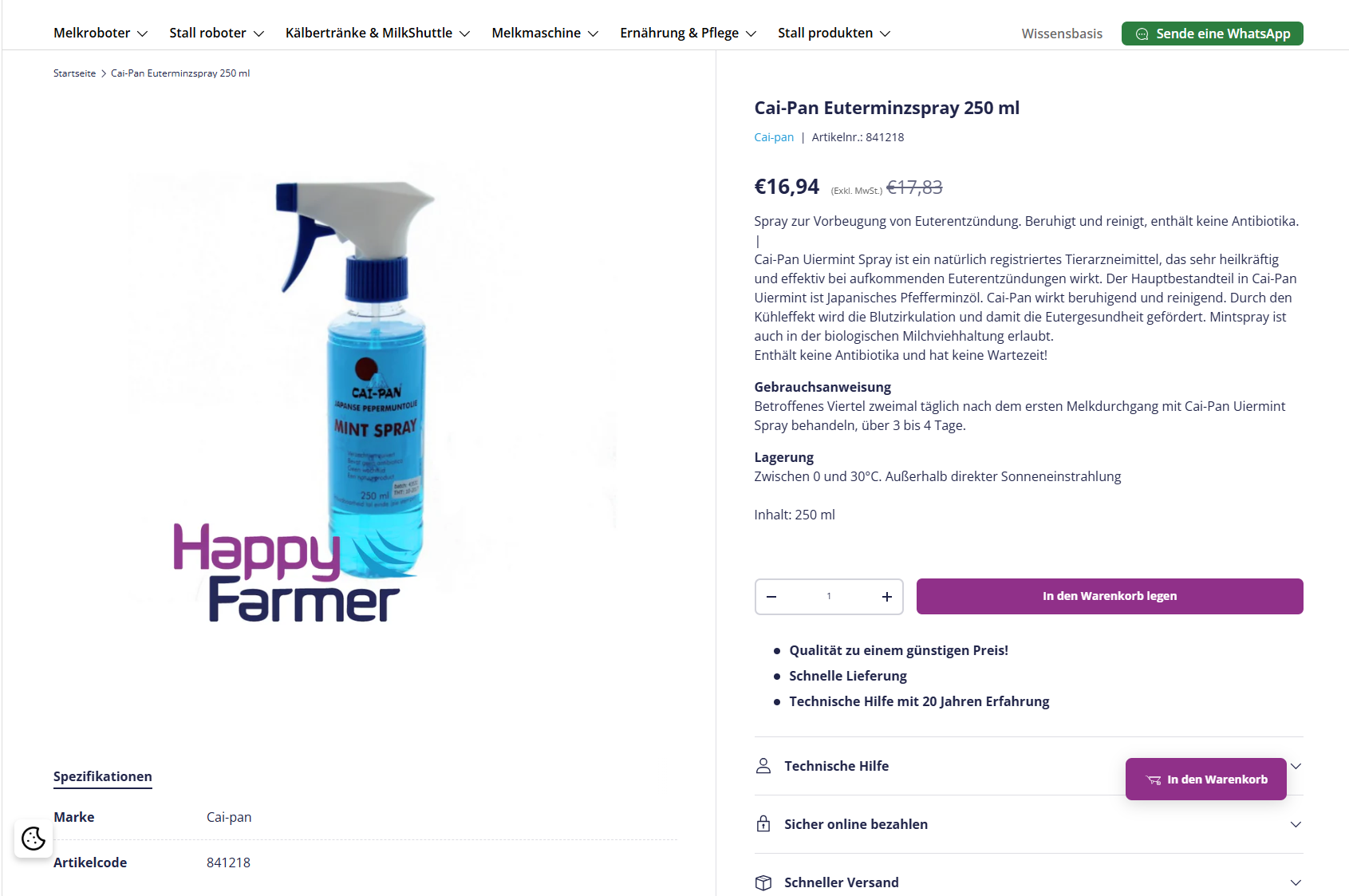 Cai-Pan Euterminzspray 250 ml